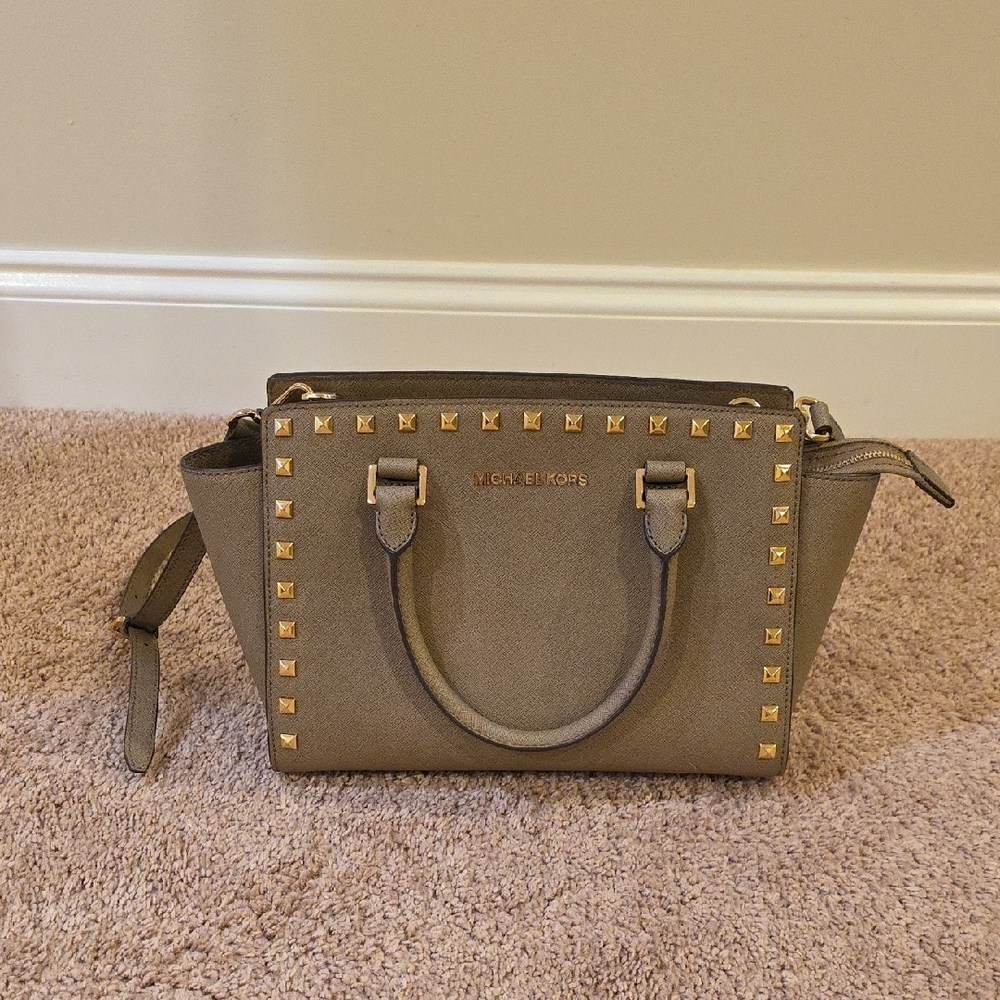 Michael Kors Gray Studded Satchel